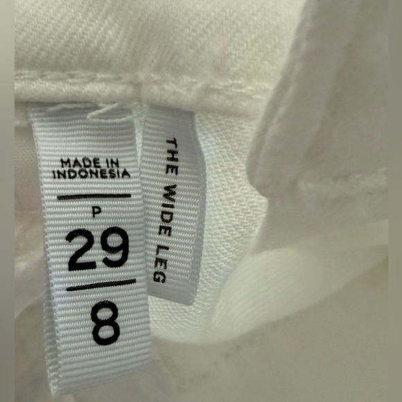 LOFT Wide Leg High Rise White Frayed Hem Jeans Size 29 8 Petite​ - Picture 5 of 7